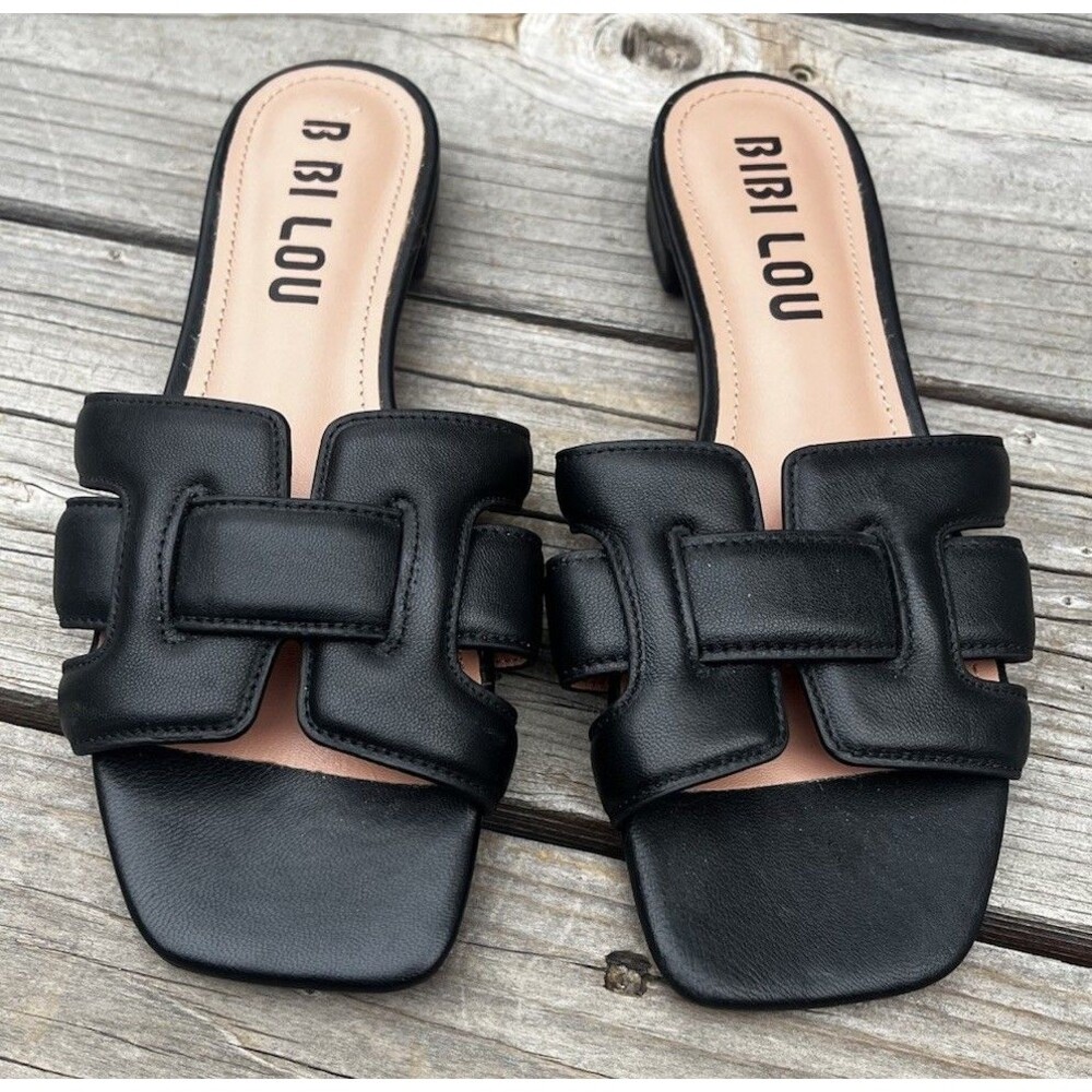 BIBI LOU Holly Women's 39 US 8-8.5 Flat Slide Sandals - Black